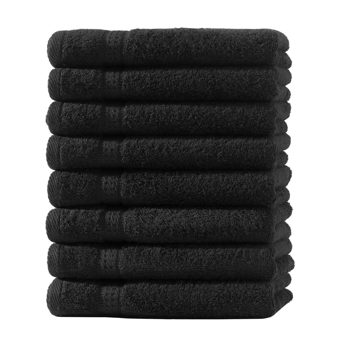 GÄSTEHANDTUCH 30x50 cm Frottier Gästetuch im 8er Set aus 100% Baumwolle, Schwarz 500g/m2 - Schwarz, Textil (35/50cm) - Carpe Sonno