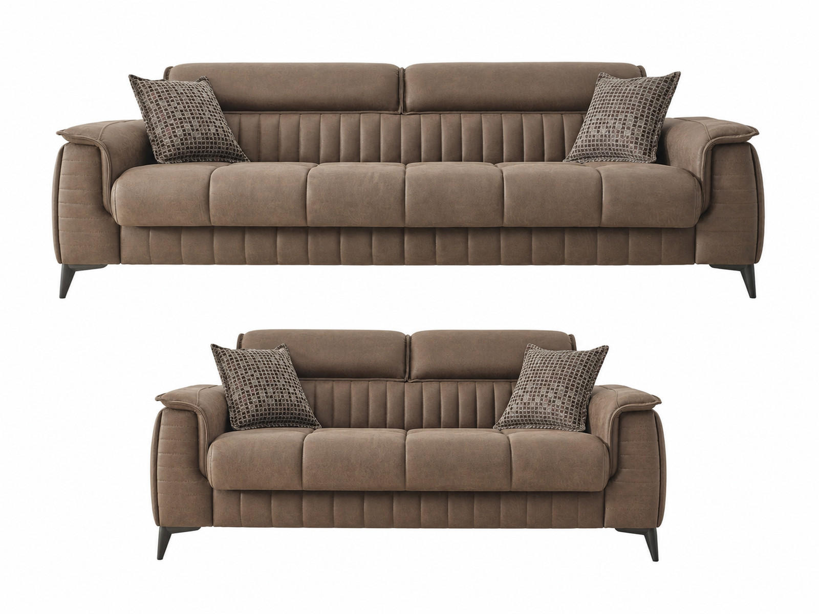 SITZGARNITUR Regina, Braun Stellvariante 3+2 - Braun, Holzwerkstoff/Kunststoff (243/85/95cm)