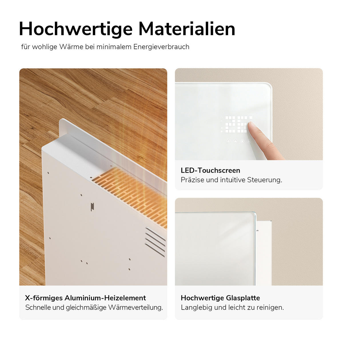 GLASHEIZUNG Weiß 77/46,5/23,7 cm - Weiß, Glas/Metall (77/46/24cm) - EMKE