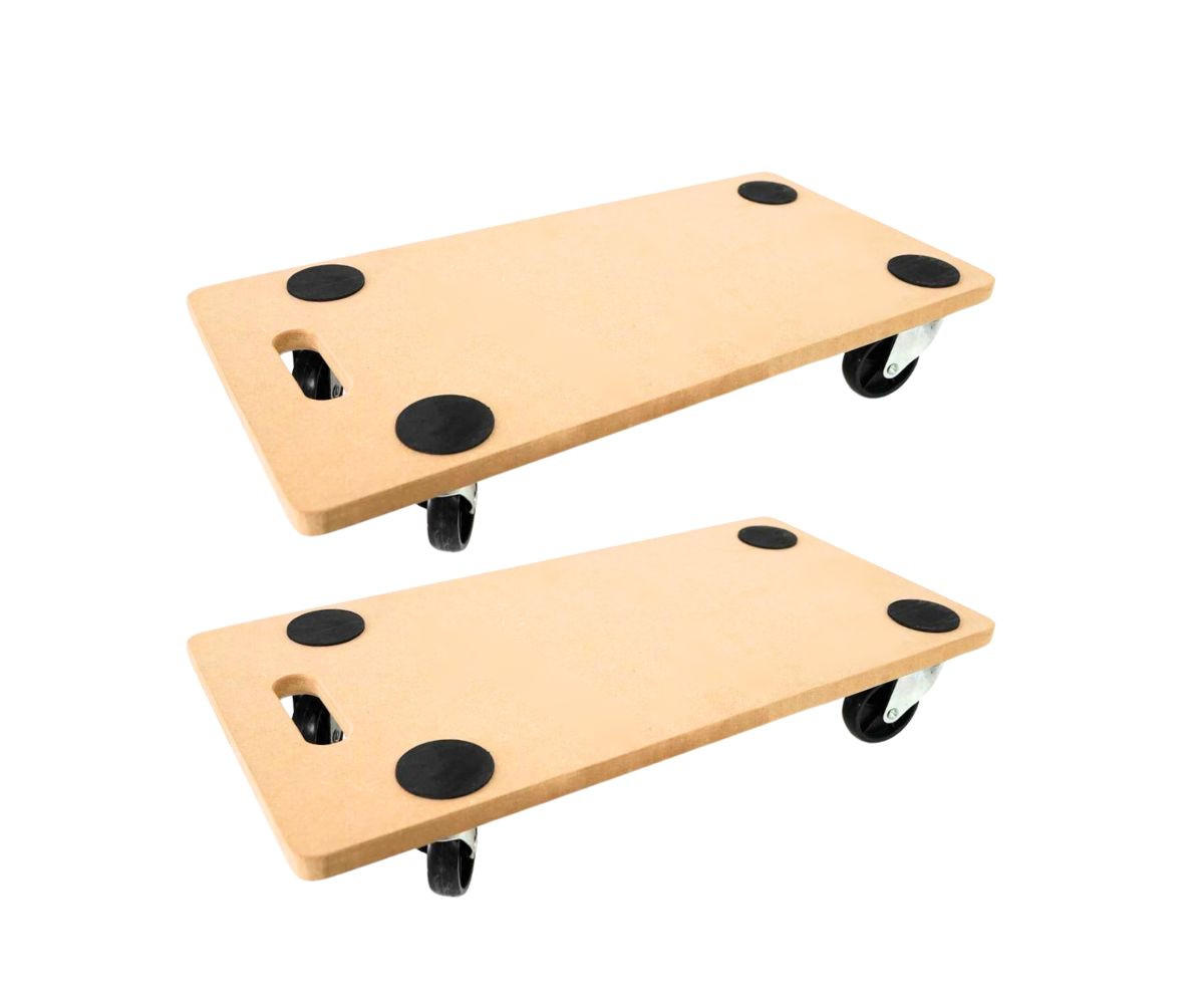 TRANSPORTROLLER 2er-Set Hercules mit 4 Rollen 11,5x30x60cm Traglast 200kg MDF Holzplatte Braun - Braun, Holzwerkstoff (60/30/11.5cm) - PROREGAL