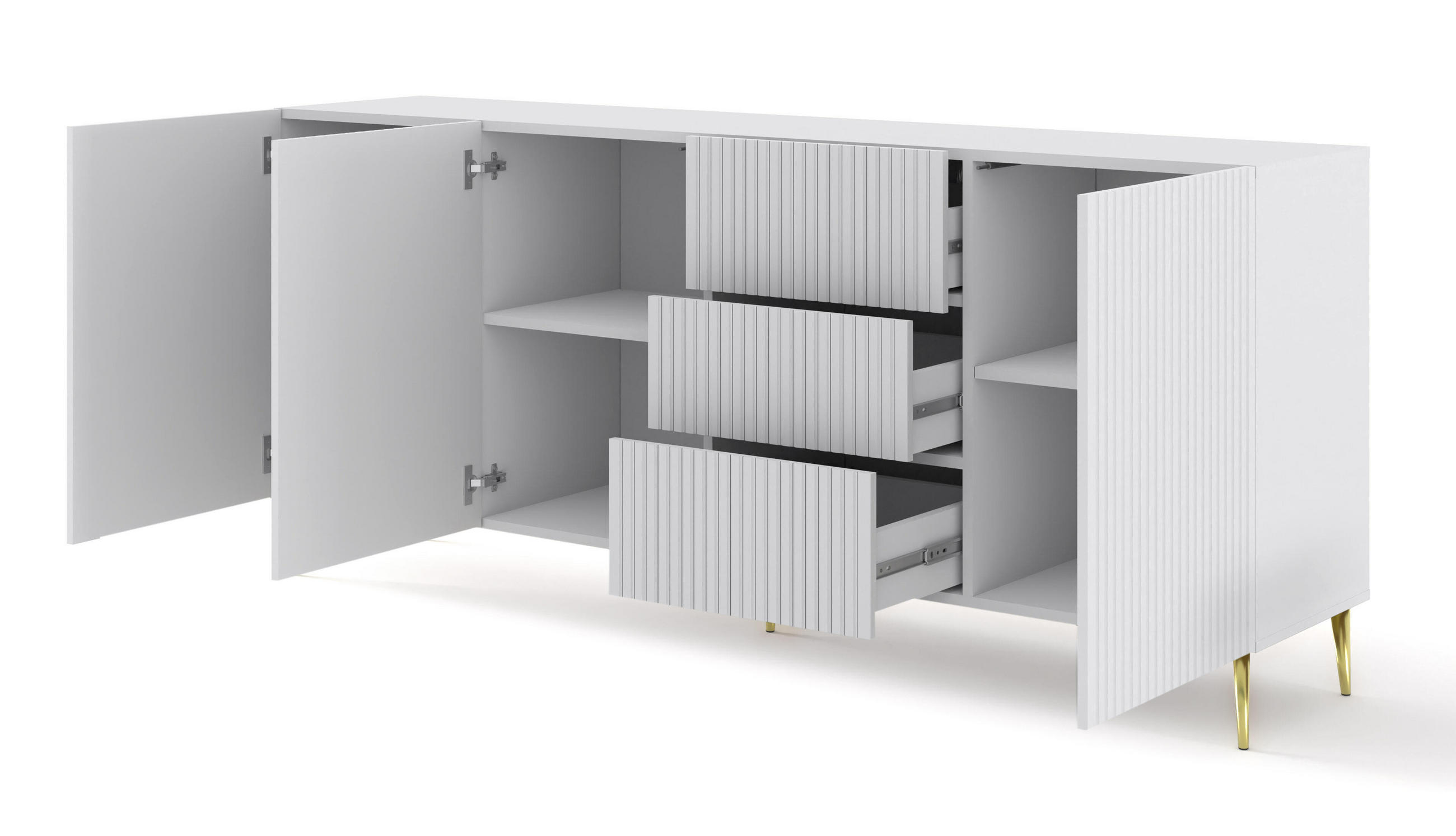 SIDEBOARD WEIß - Goldfarben/Weiß, Holzwerkstoff (200/87/42cm) - FURNLUX