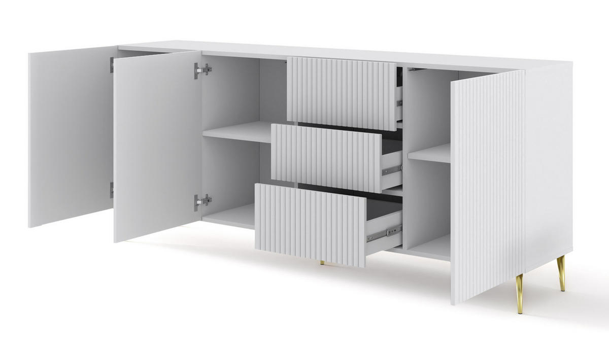 SIDEBOARD WEIß - Goldfarben/Weiß, Holzwerkstoff (200/87/42cm) - FURNLUX