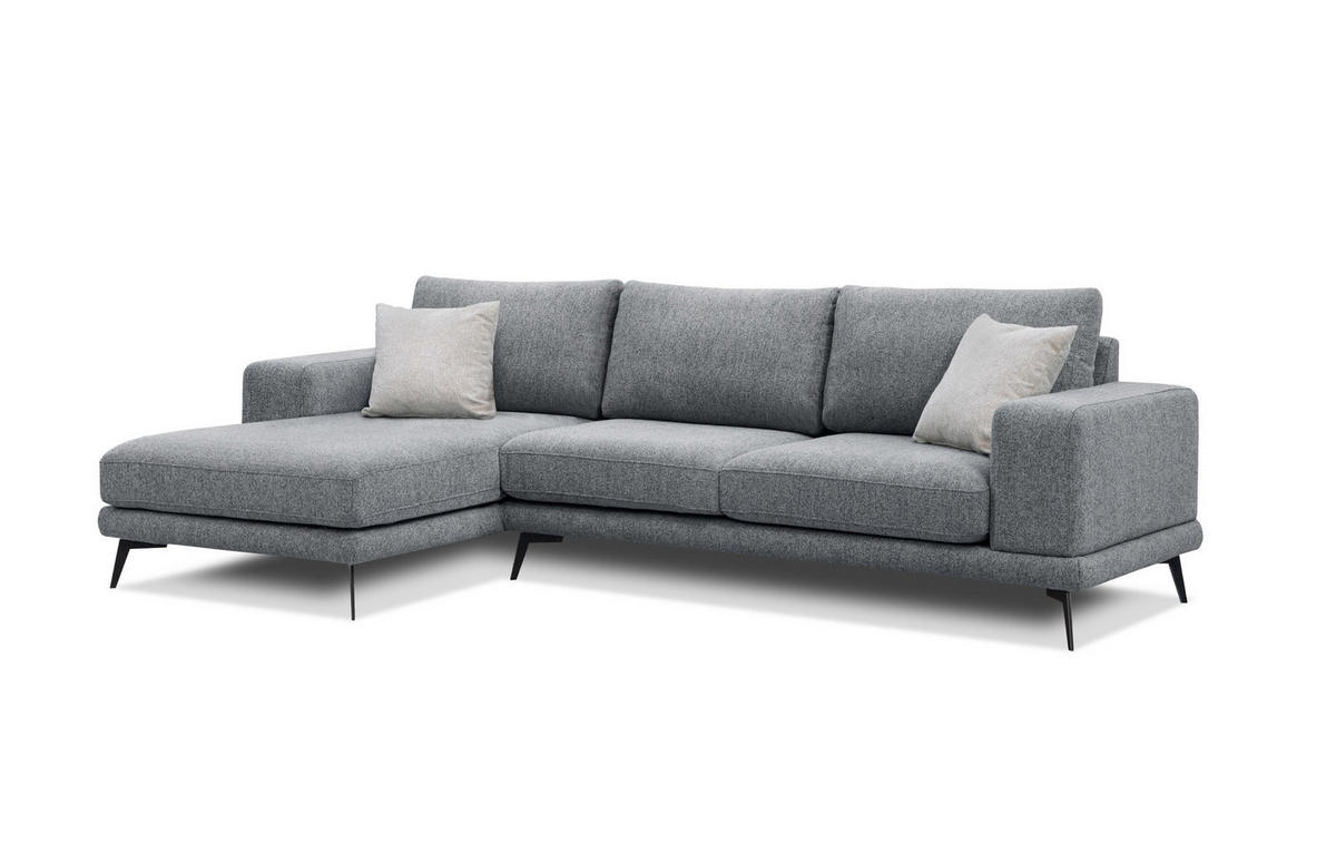 ECKSOFA MEDIOLANE 5-Sitzer, grau - Grau, Holzwerkstoff/Textil (158/282cm) - Courtois Laville