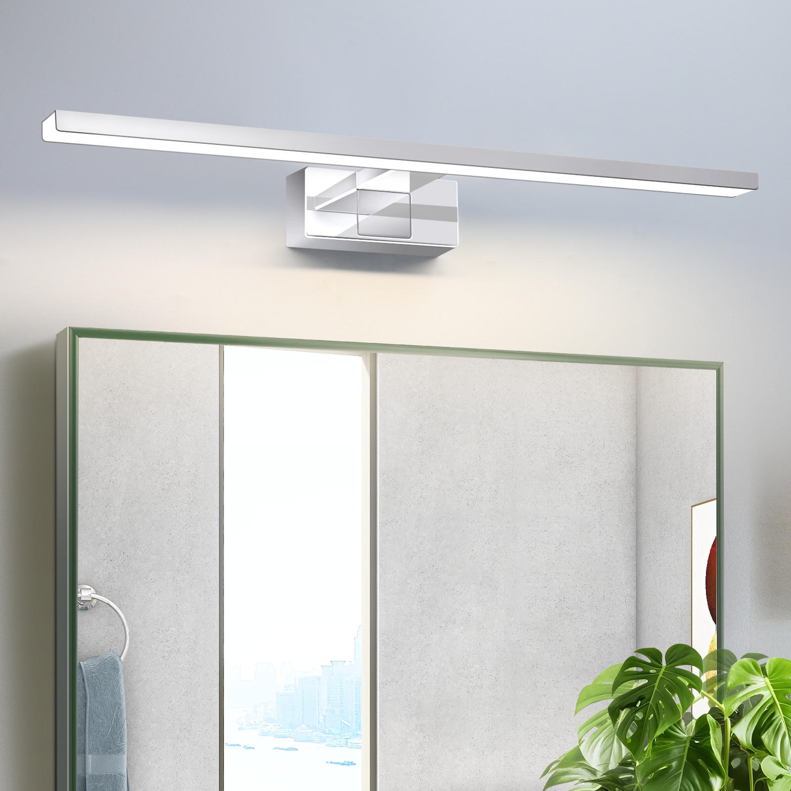 SPIEGELLEUCHTE Qylzork 12.8/12/60 cm - Chromfarben, Kunststoff (60/12.8/12cm) - ZMH