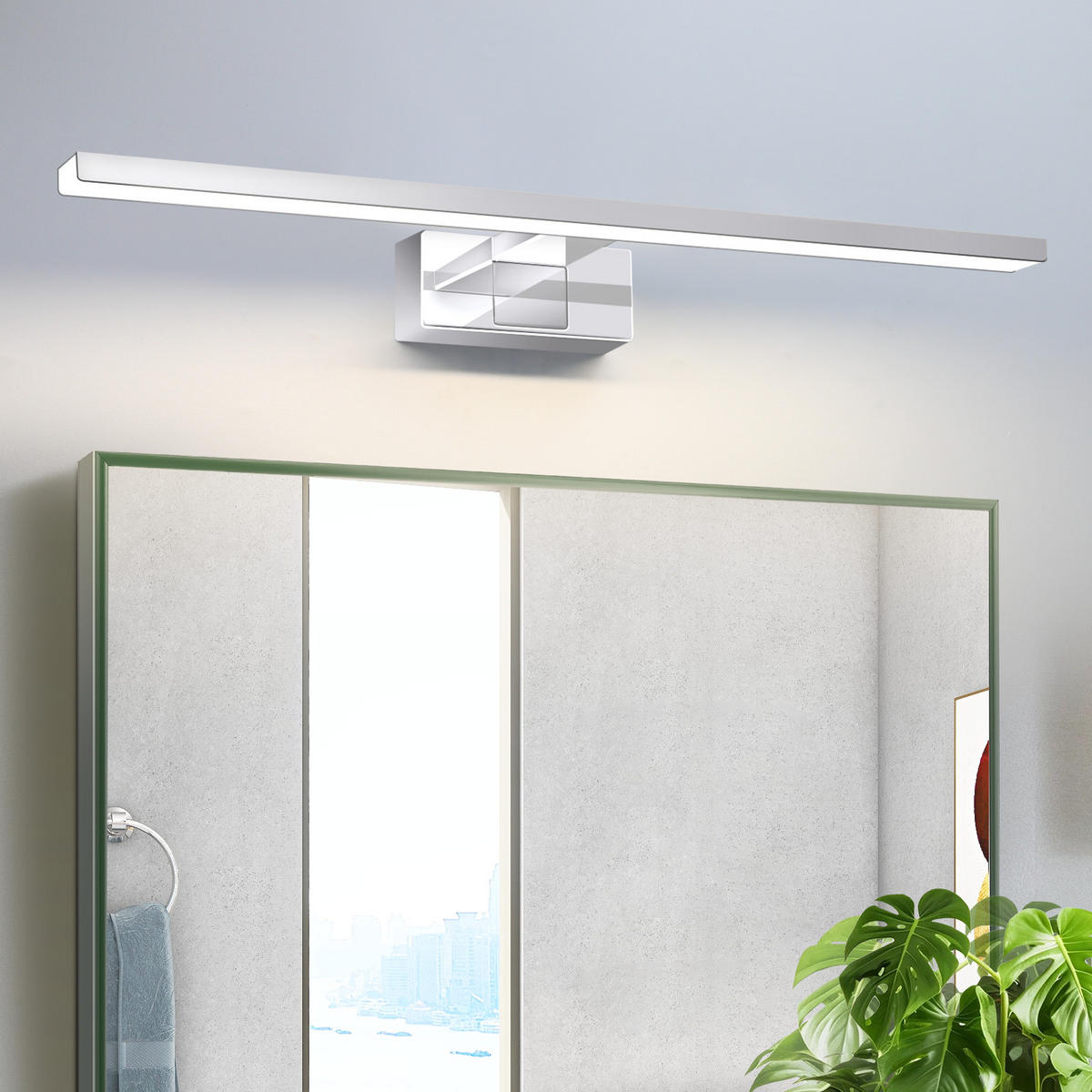 SPIEGELLEUCHTE Qylzork 12.8/12/60 cm - Chromfarben, Kunststoff (60/12.8/12cm) - ZMH