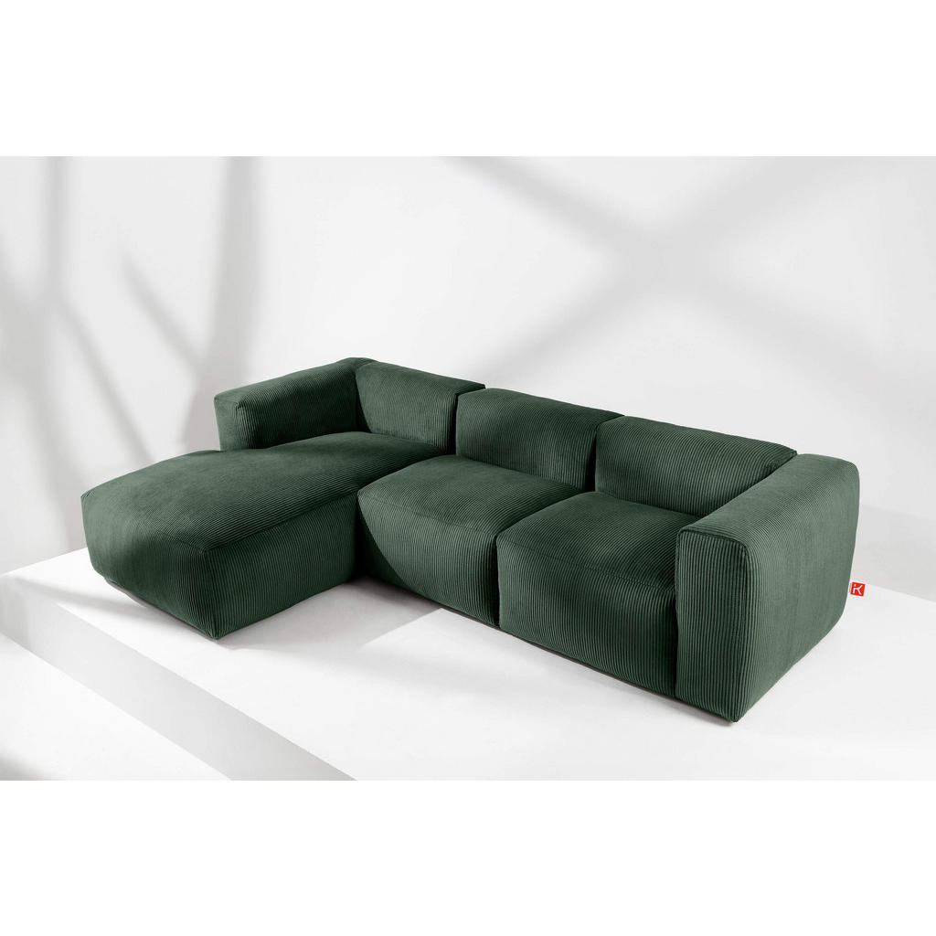Thumbnail - Konsimo® Eckmodulsofa-Links, Dunkelgrün, Textil, einzeln stellbar,Freiform, 297x180 cm, Wohnzimmer, Sofas & Couches, Woh...
