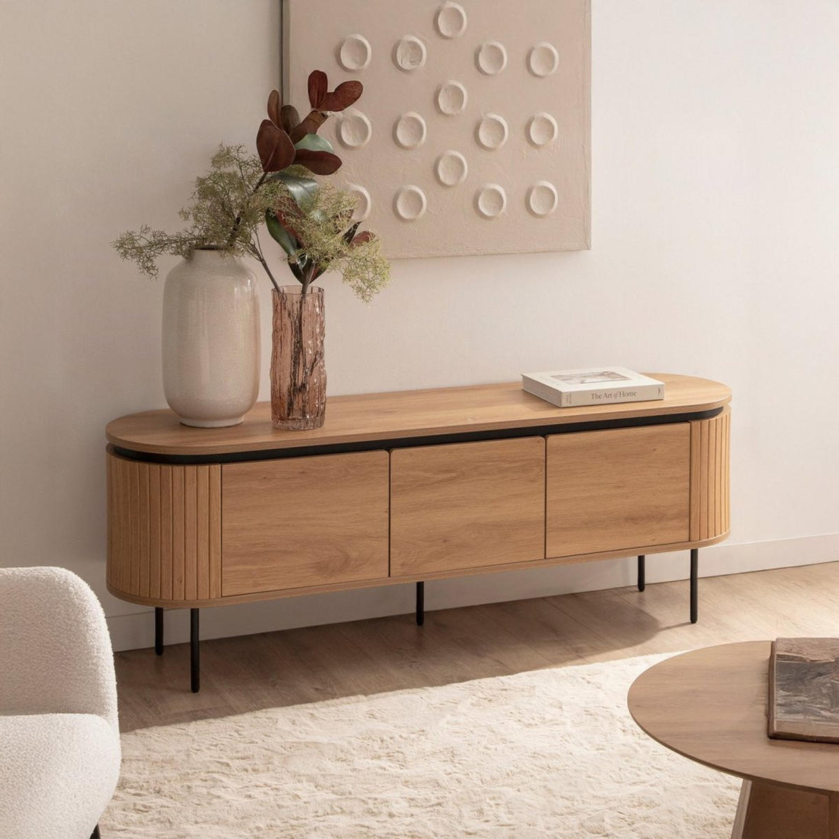 TV-ELEMENT Helios Natürlich 160 cm x 55 cm - Naturfarben, Holzwerkstoff (160/55/40cm)