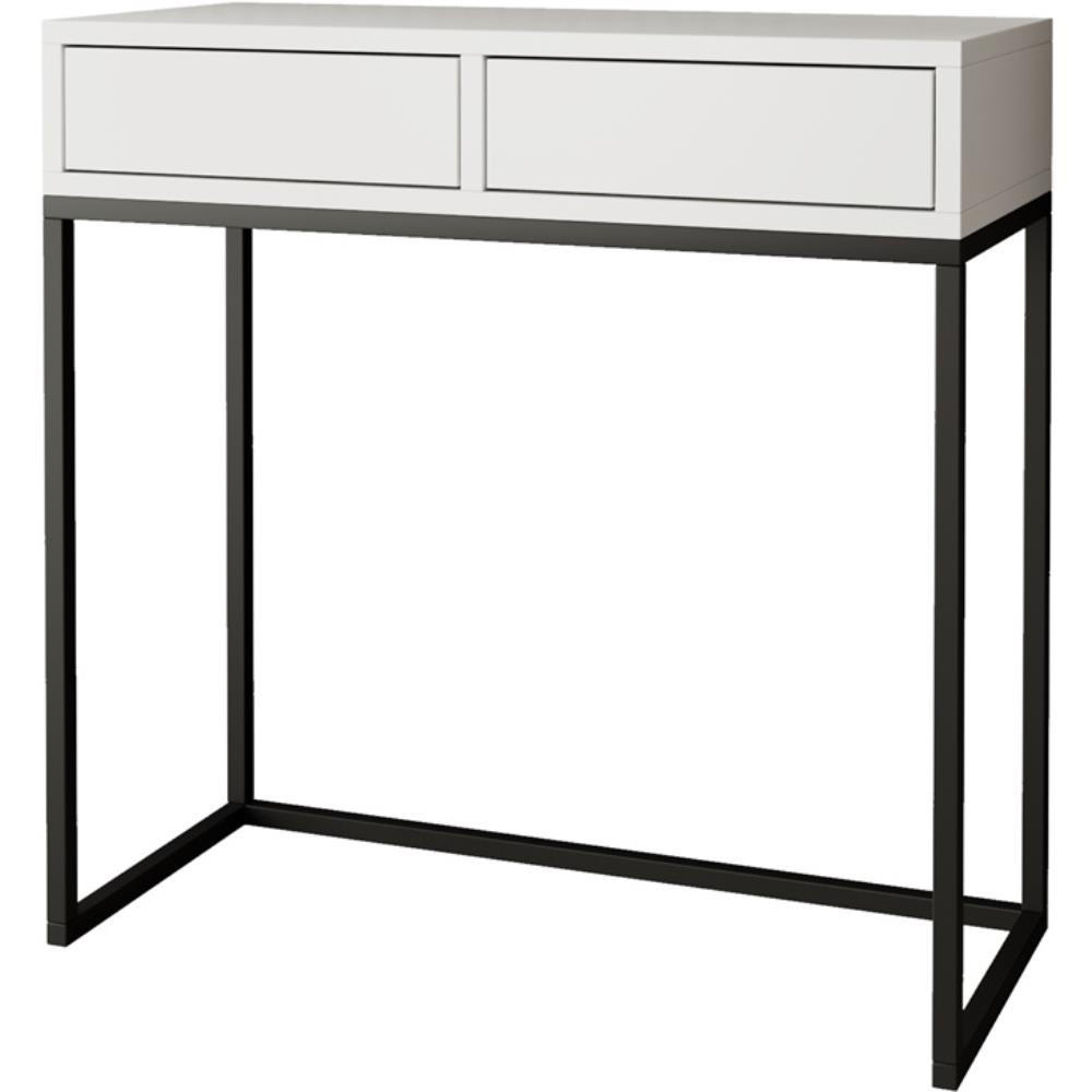 KONSOLENTISCH Lango 80/85/35 weiß mit schwarzen Matellbeinen - Schwarz/Weiß, Holzwerkstoff/Metall (35/80/85cm) - Beautysofa