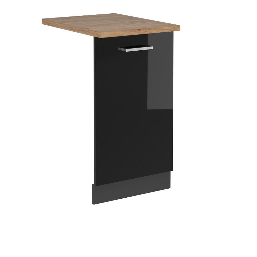 GESCHIRRSPÜLBLENDE R-Line Schwarz Hochglanz 45 cm , AP Eiche - Schwarz Hochglanz/Anthrazit, Holzwerkstoff (45/81.8/1.6cm) - Vicco