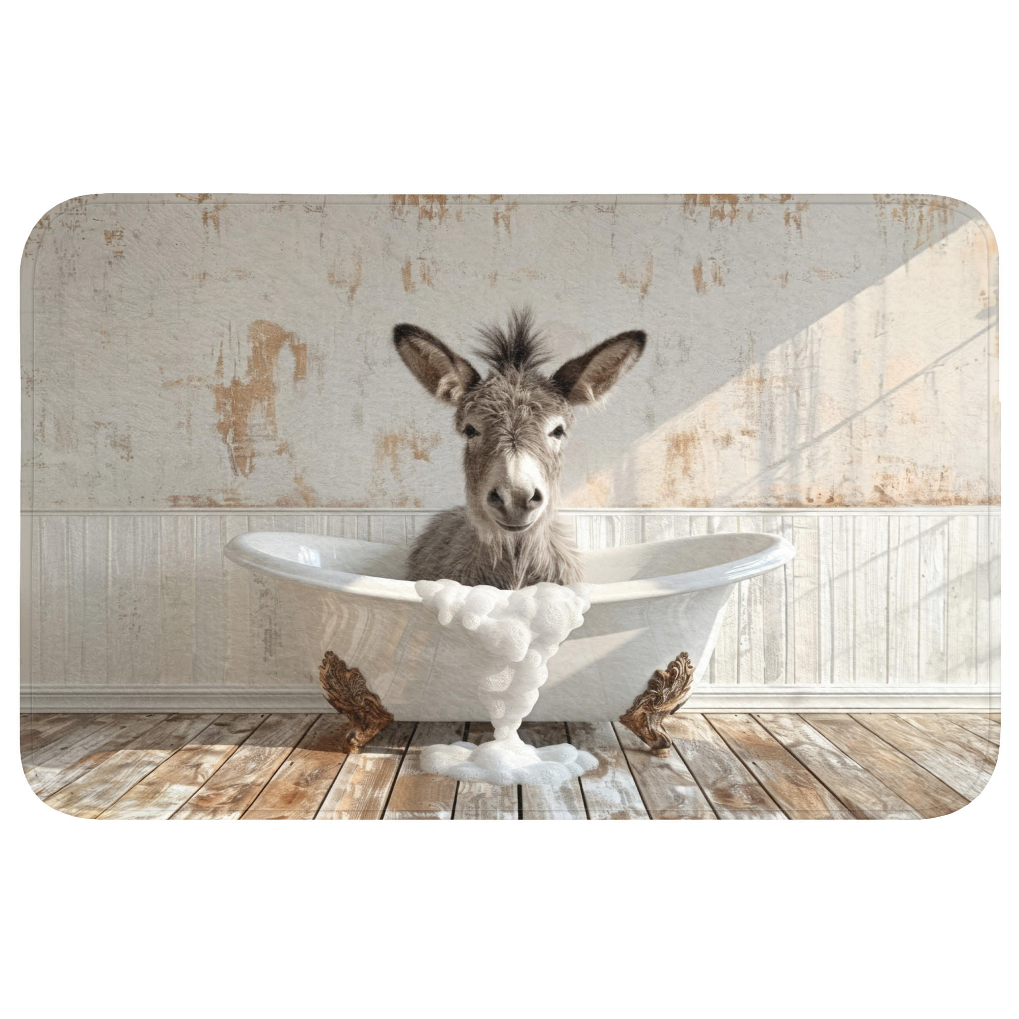 KOUPELNOVÁ PŘEDLOŽKA Osel - Zvířata - Vana - Pěna 80x50 cm - krémová, textil/plast (80/50cm) - OnlyWow