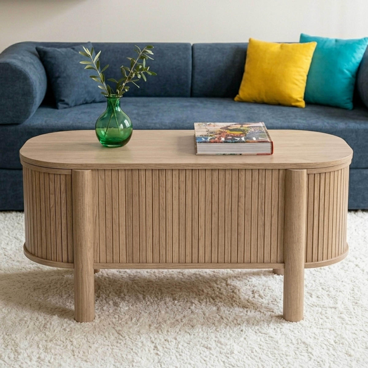 COUCHTISCH, helles Holz - Beige, Holz (48/100/45cm) - Oviala