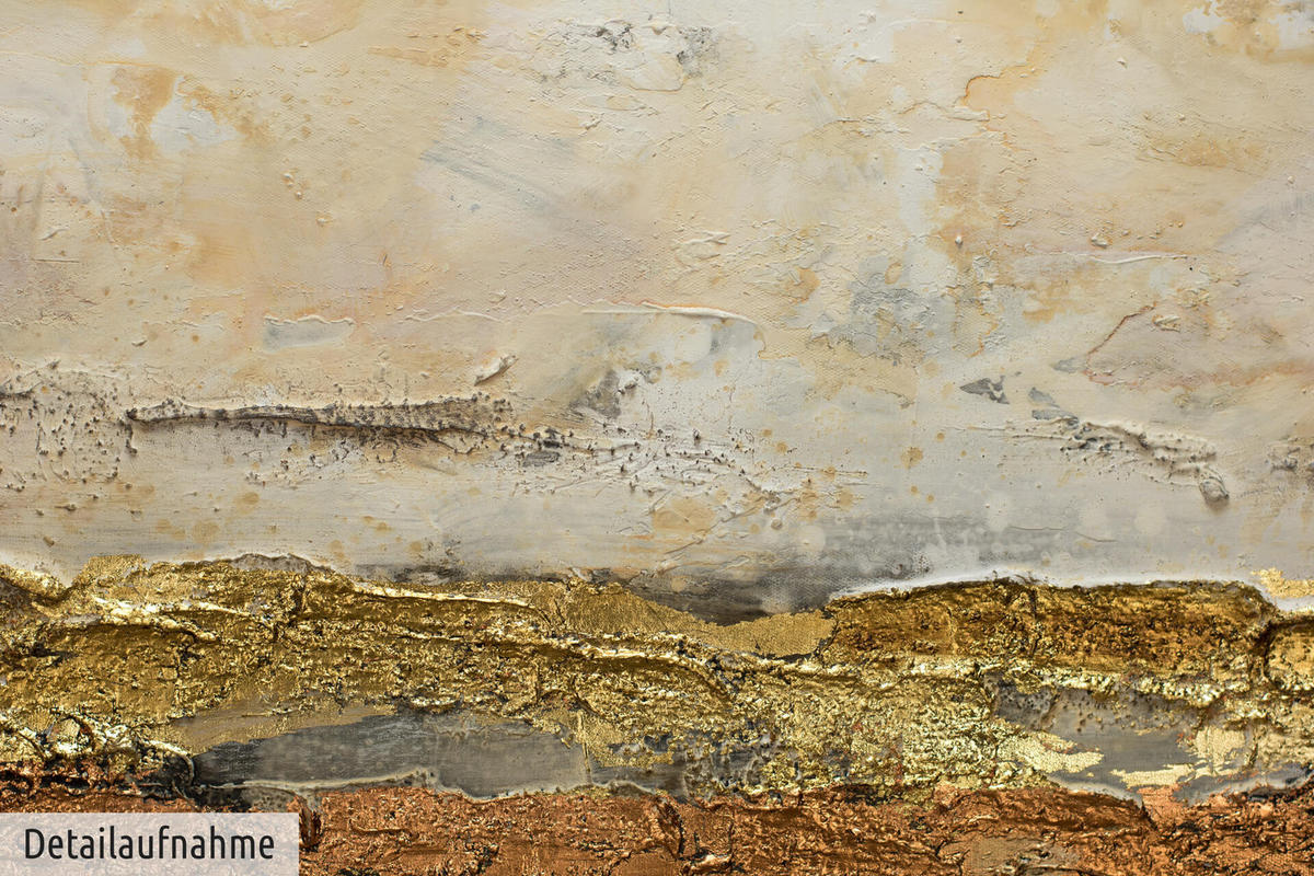 ACRYLBILD HANDGEMALT 120/40 cm - Weiß/Braun, Holz/Textil (120/40cm) - KUNSTLOFT
