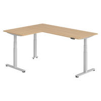 ECKSCHREIBTISCH elektrisch höhenverstellbar L-Form 160/200/74 cm in Eichefarben/Silberfarben - Eichefarben/Silberfarben, Holzwerkstoff (160/200/74cm) - bümö