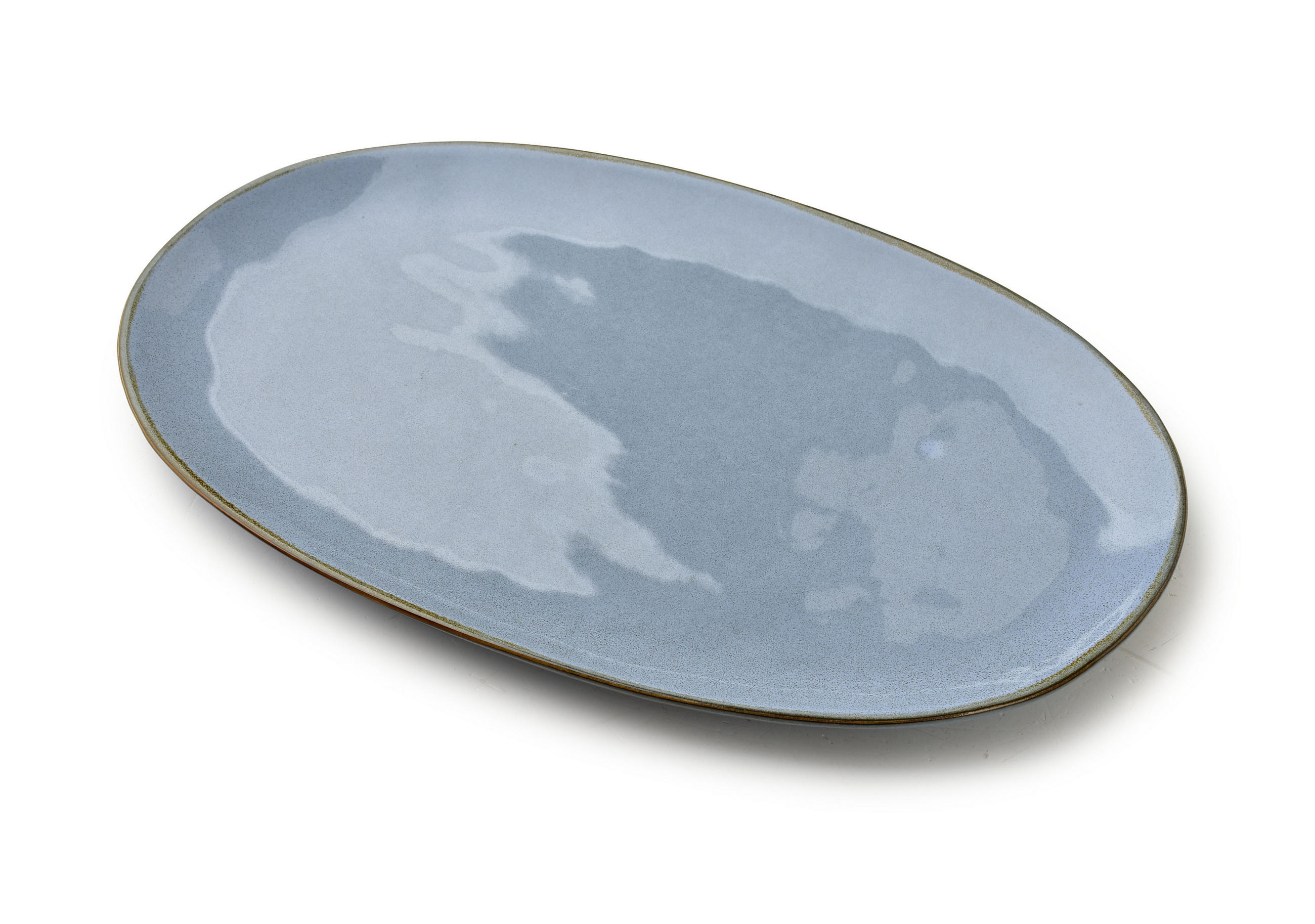 PLATTE Basic Nature 37/22,5 cm Keramik Natur - Blau, Keramik (22.5/3/37cm) - Mondex