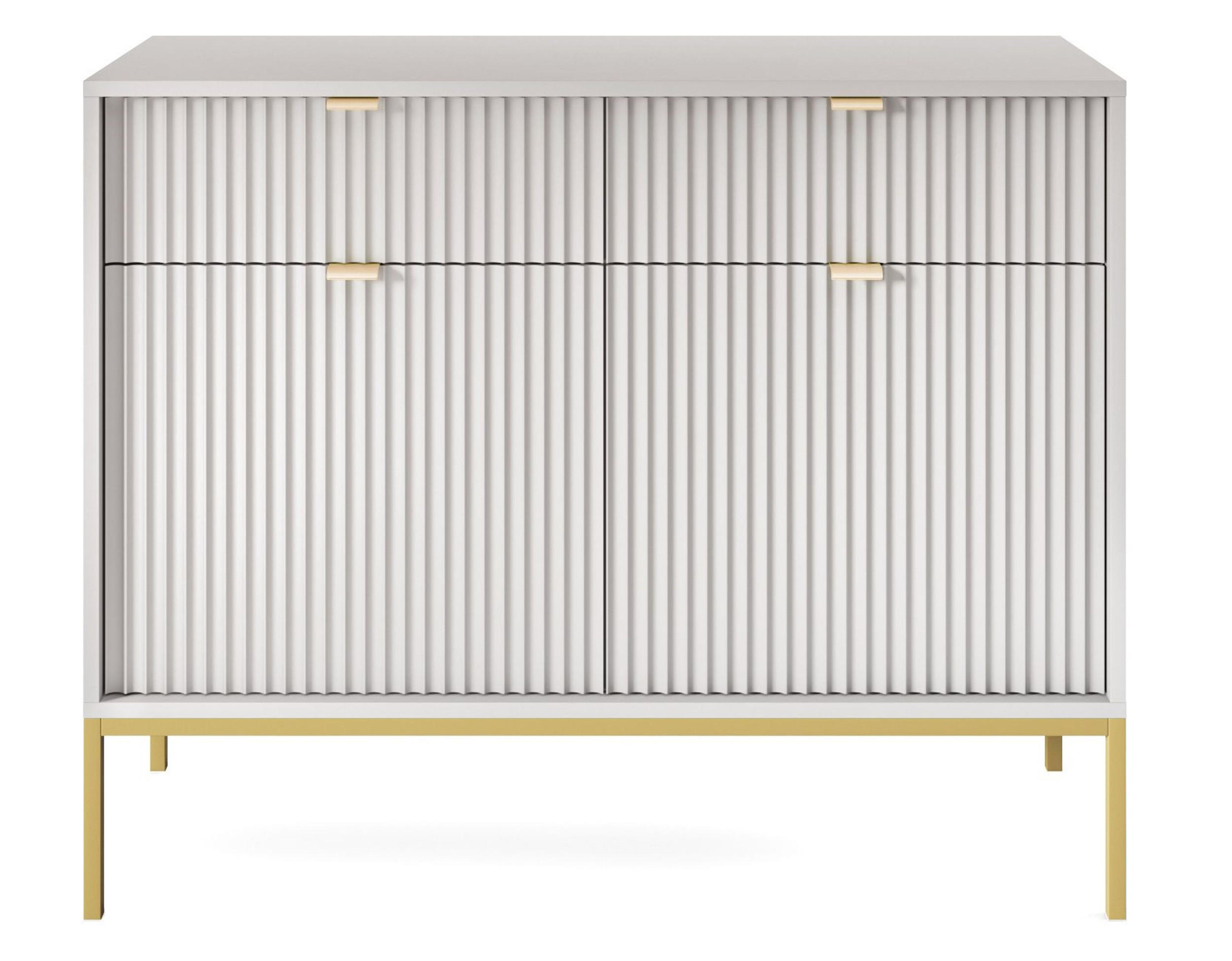 SIDEBOARD Vellore Grau mit goldenen Metallbeinen 104 cm - Goldfarben/Grau, Holzwerkstoff/Metall (104/83/39cm) - Selsey