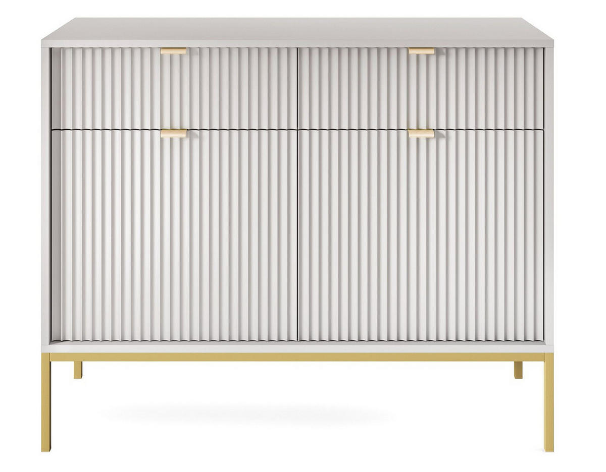 SIDEBOARD Vellore Grau mit goldenen Metallbeinen 104 cm - Goldfarben/Grau, Holzwerkstoff/Metall (104/83/39cm) - Selsey