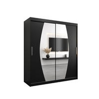 SCHWEBETÜRENSCHRANK 200/180/62 2-türig - Silberfarben/Schwarz, Holz/Kunststoff (180/200/62cm) - Abiks Möbel