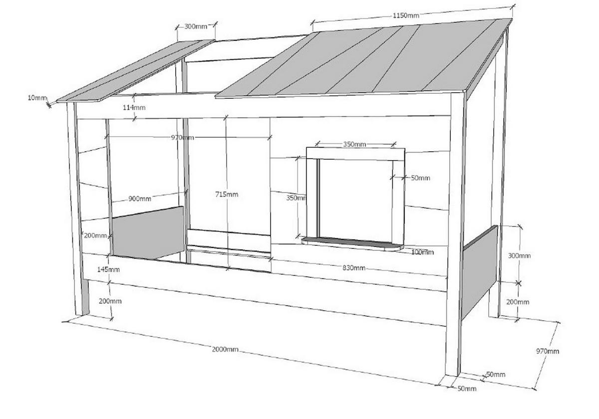 HAUSBETT Katalyn 214x159x105 aus MDF+Massivholz in Weiß - Beige, Holzwerkstoff (90/200cm) - 58aufmkessel