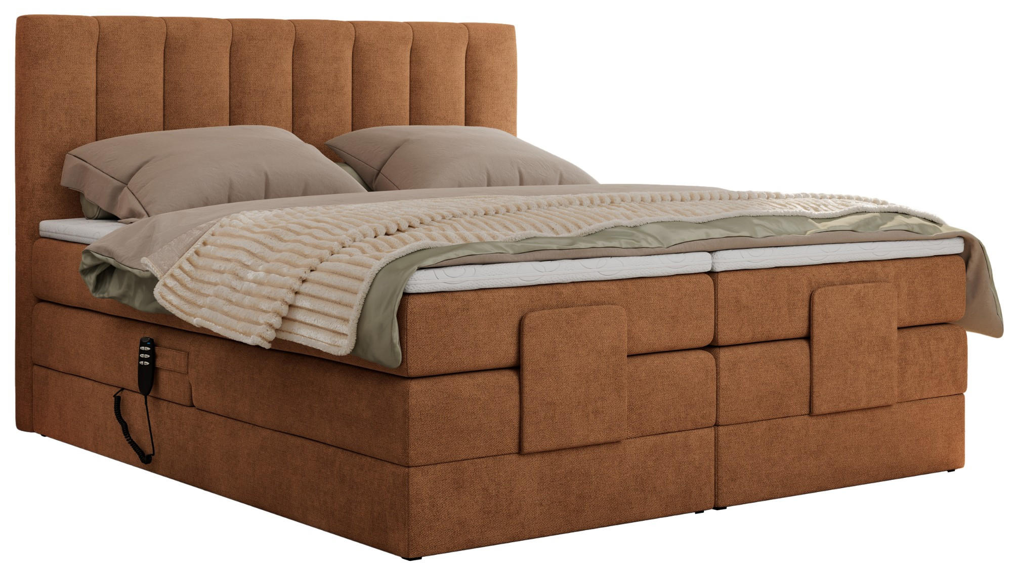BOXBETT COMFORTO 140/200 - Orange Struktur - H3 - Orange, Holz/Textil (140/200cm) - MKS