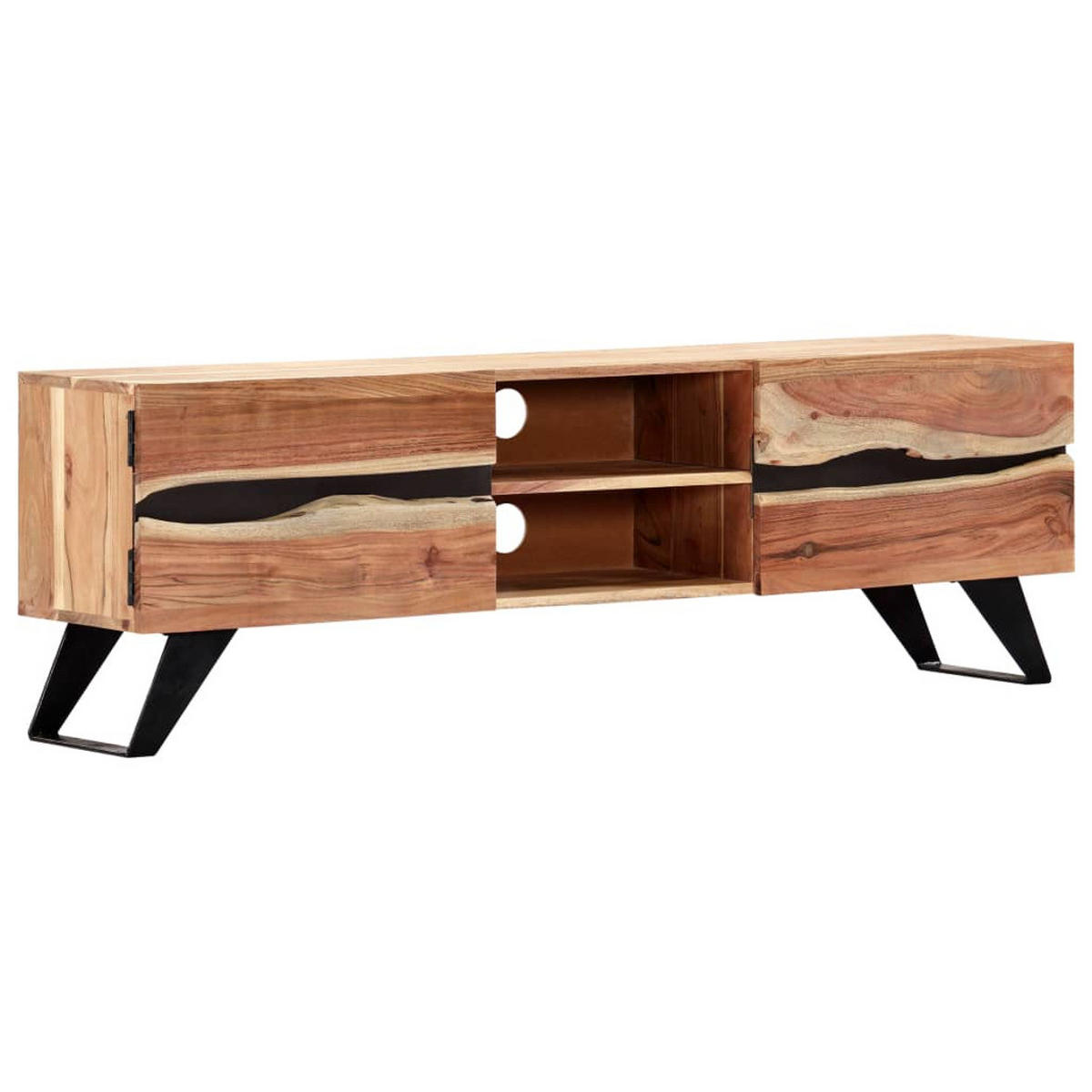 TV-SCHRANK 140X30X45 CM MASSIVHOLZ AKAZIE - Braun, Holz (140/45/30cm) - vidaXL
