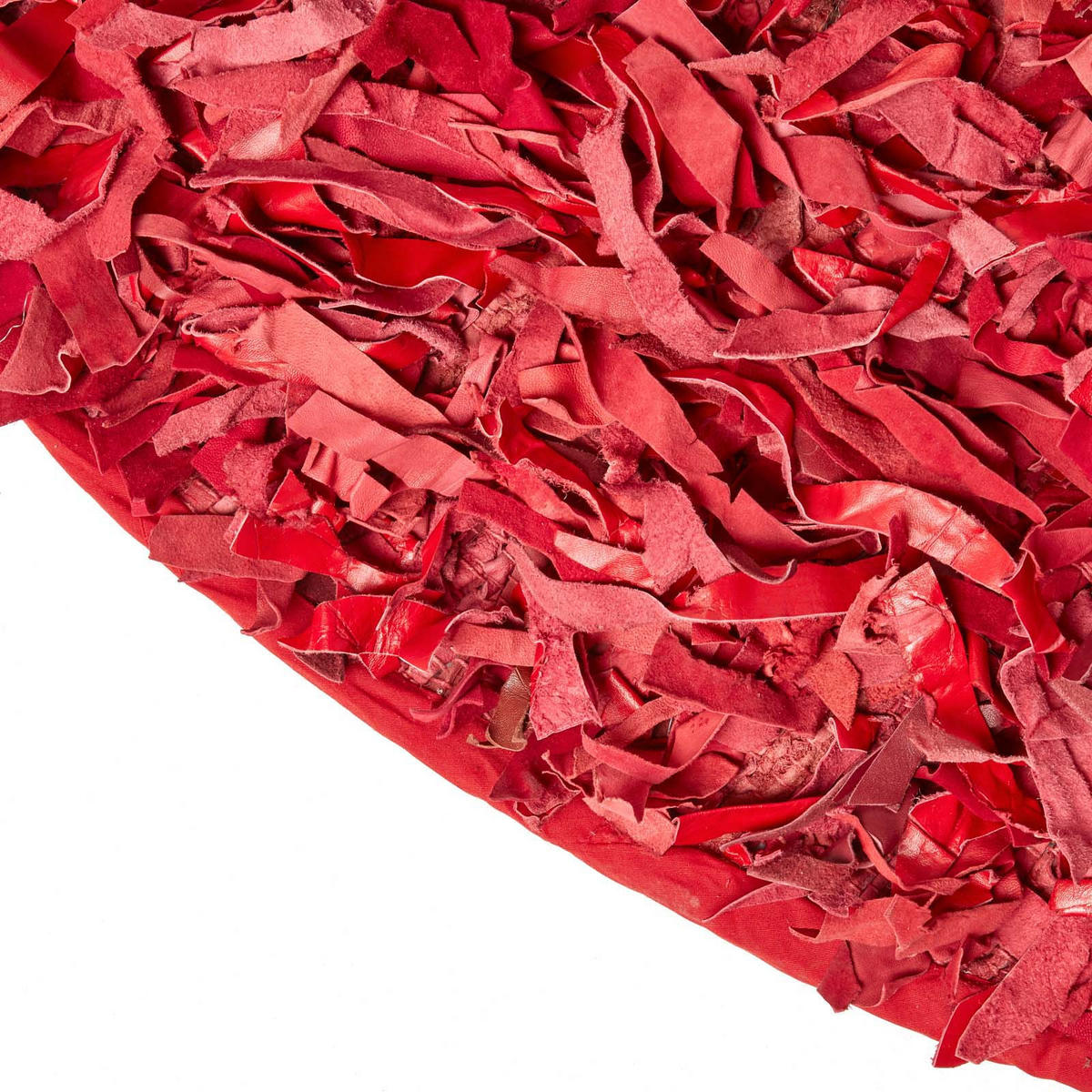 SHAGGY-TEPPICH Dallas rund 150 cm - Rot, Leder (150/150cm) - Homescapes