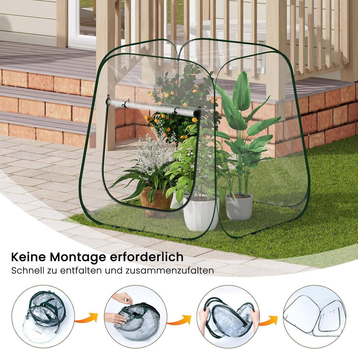 GEWÄCHSHAUS,POP-UP Mini-Gewächshaus - Transparent, Kunststoff (100/97/100cm) - Woltu