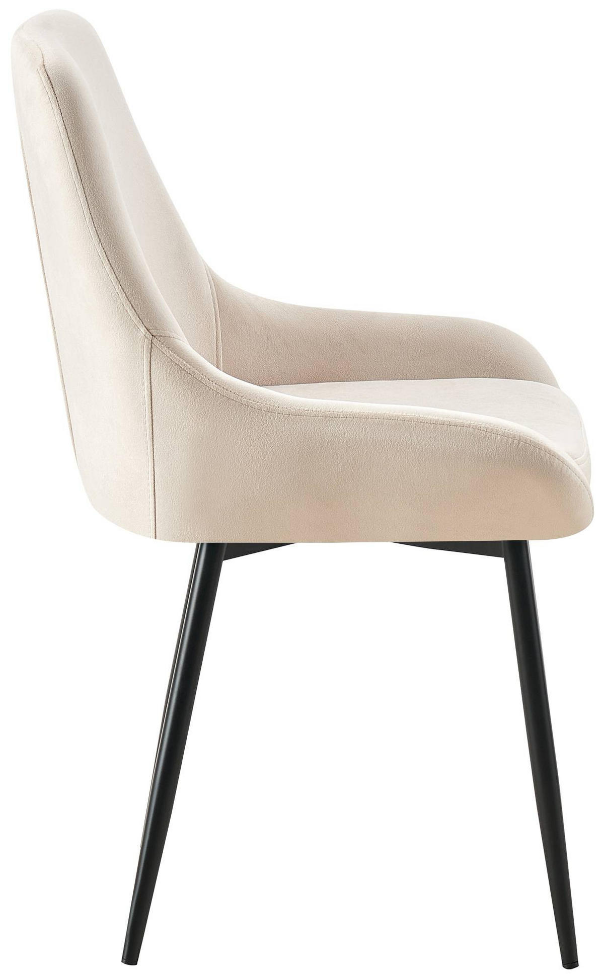 ESSZIMMERSTUHL 2er Set Samt Creme - Creme/Schwarz, Textil (50/86/53cm) - CLP