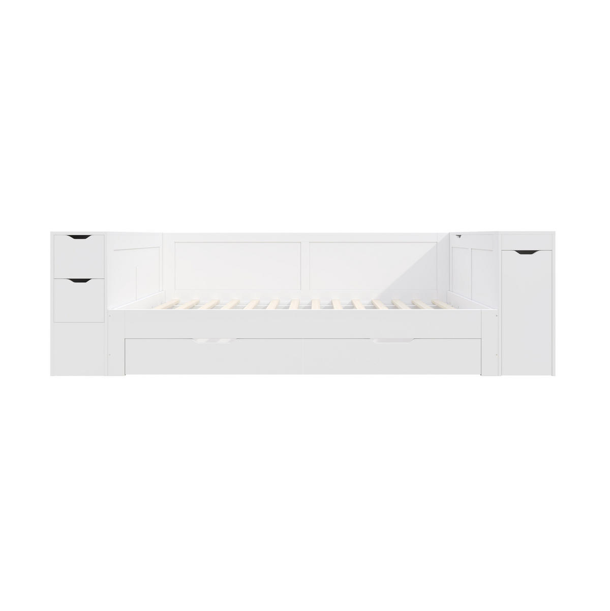 KINDERBETT Liegefläche 90/190 cm aus MDF mit Schubladen und Stauraum - Weiß, Holzwerkstoff (90/190cm) - BEAOK