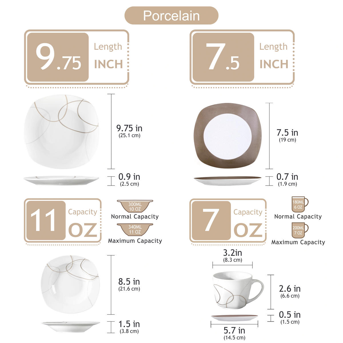 KOMBISERVICE 30-teilig 6 Personen Porzellan Geschirrset - Weiß, Keramik (25/2.5/25cm) - Kaket