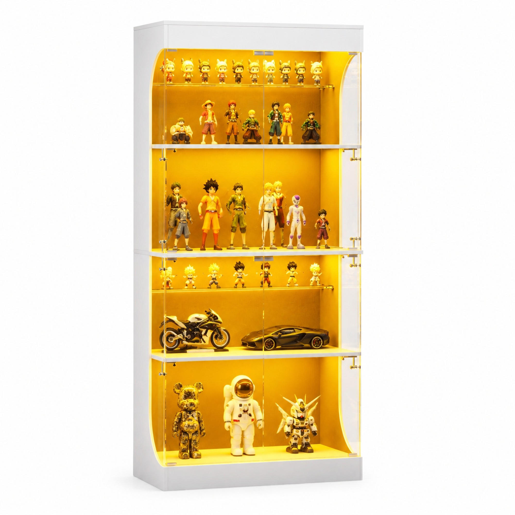 VITRINE mit LED-Beleuchtung 80 x 35 x 165 cm Glas Weiß - Weiß, Glas (35/165/80cm) - Beauniv