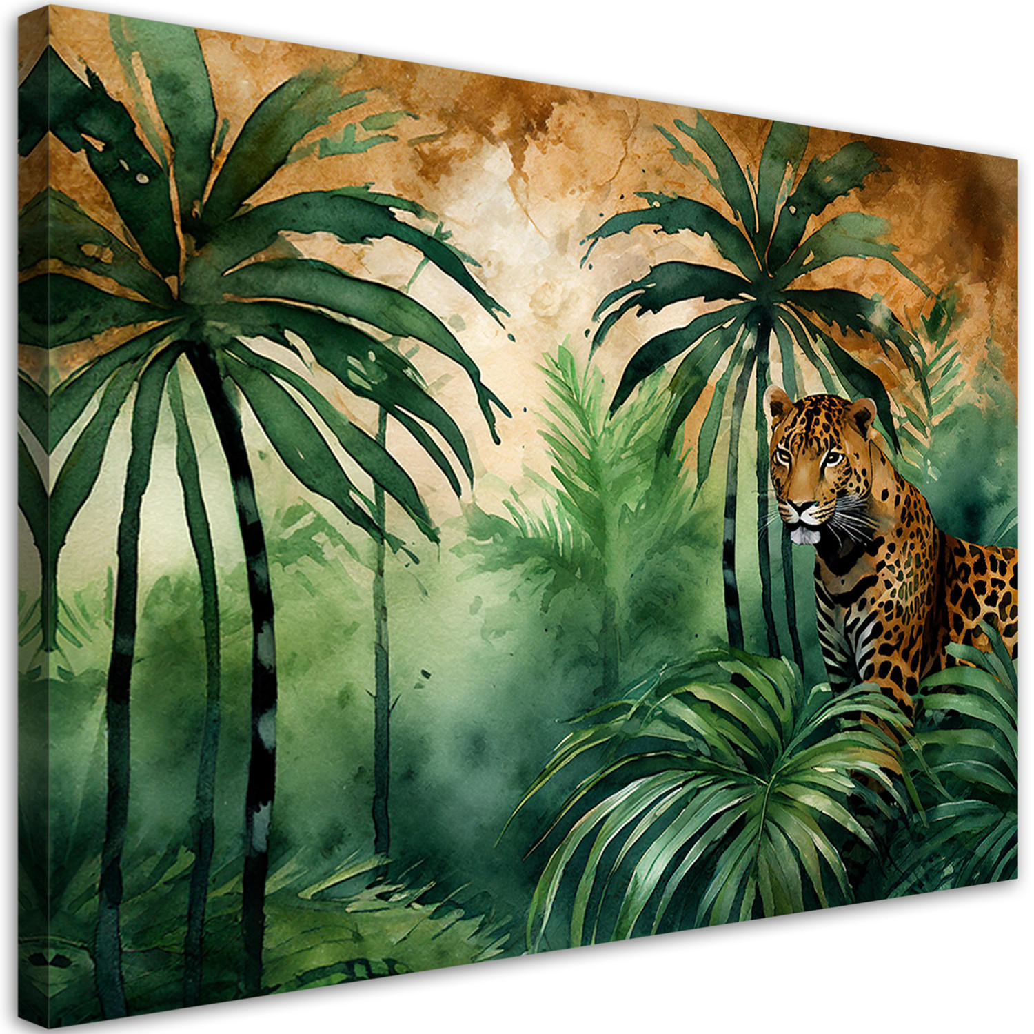 WANDBILD tiger dschungel tiere abstrakt - Grün, Textil (60/40cm) - Feeby