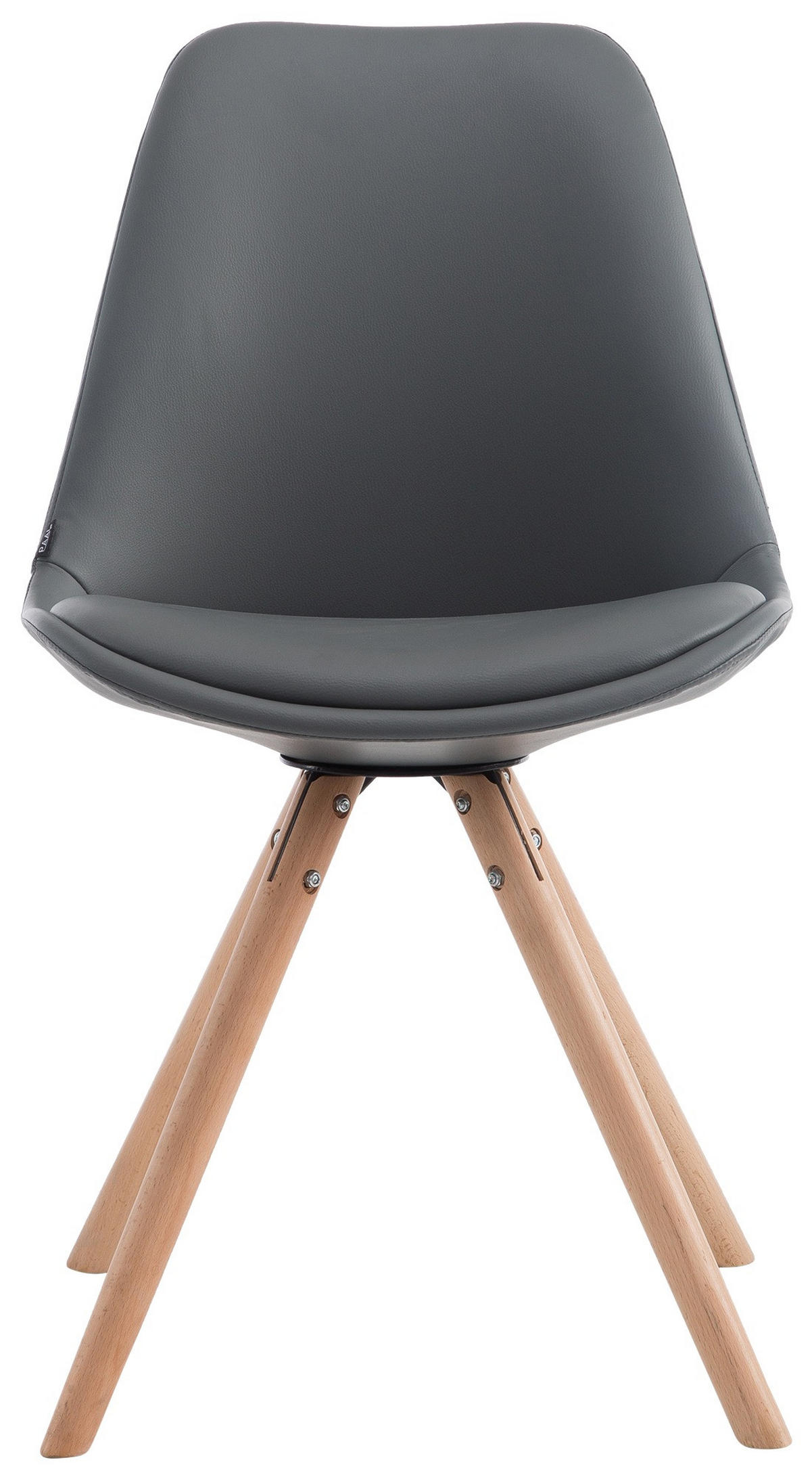 STUHL Lederlook grau - Eukalyptusholzfarben/Grau, Holz/Textil (48/84/56cm) - CLP