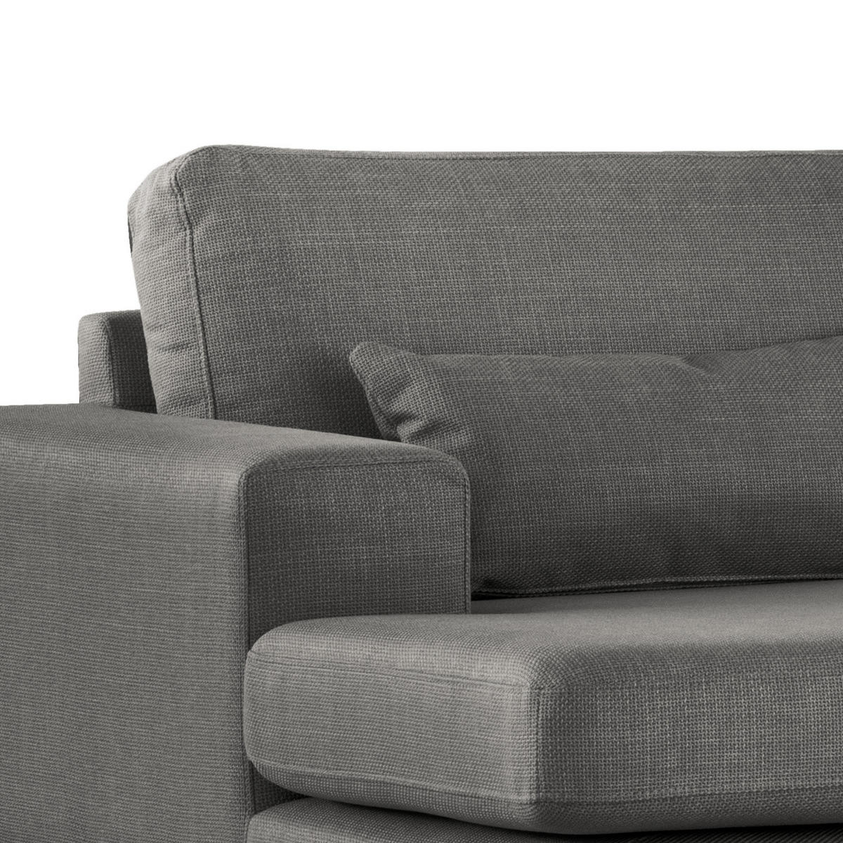 WOHNLANDSCHAFT mit Longchair - Eichefarben/Dunkelgrau, Eichenholz/Textil (371/81/219cm) - home24