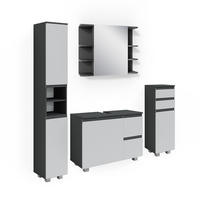 BADMÖBEL-SET J-Shape Anthrazit 4 Teile - Anthrazit/Weiß, Holzwerkstoff (80/60/33cm) - Vicco