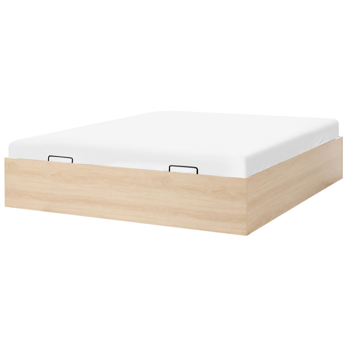 BETT mit Stauraum ohne Kopfteil 180/200 cm MDF-Platte Hellbraun Etel - Hellbraun, Holzwerkstoff (180/200cm) - Beliani