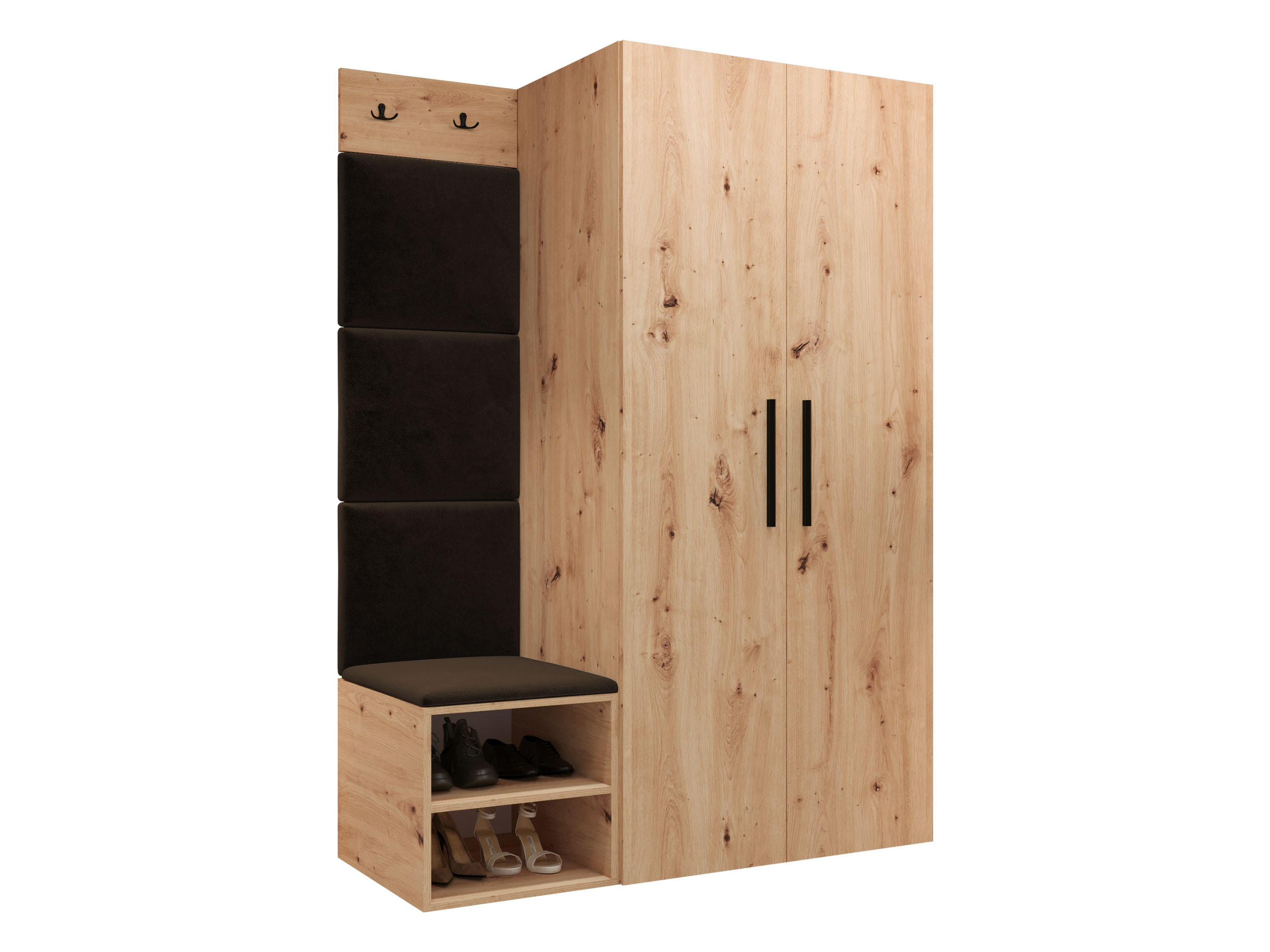 GARDEROBEN-SET Medi IV - Schwarz/Braun, Holzwerkstoff/Kunststoff (80/191/50cm) - MIRJAN24