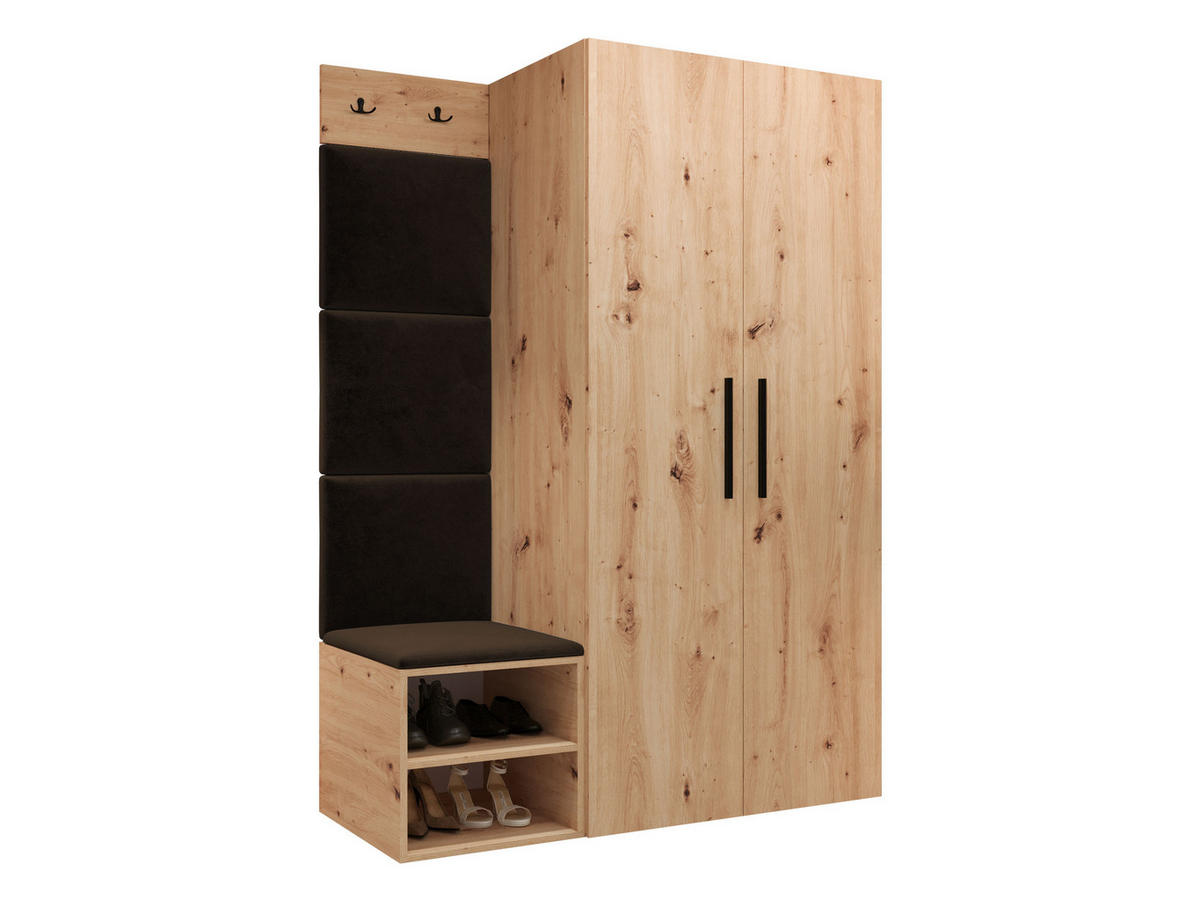 GARDEROBEN-SET Medi IV - Schwarz/Braun, Holzwerkstoff/Kunststoff (80/191/50cm) - MIRJAN24