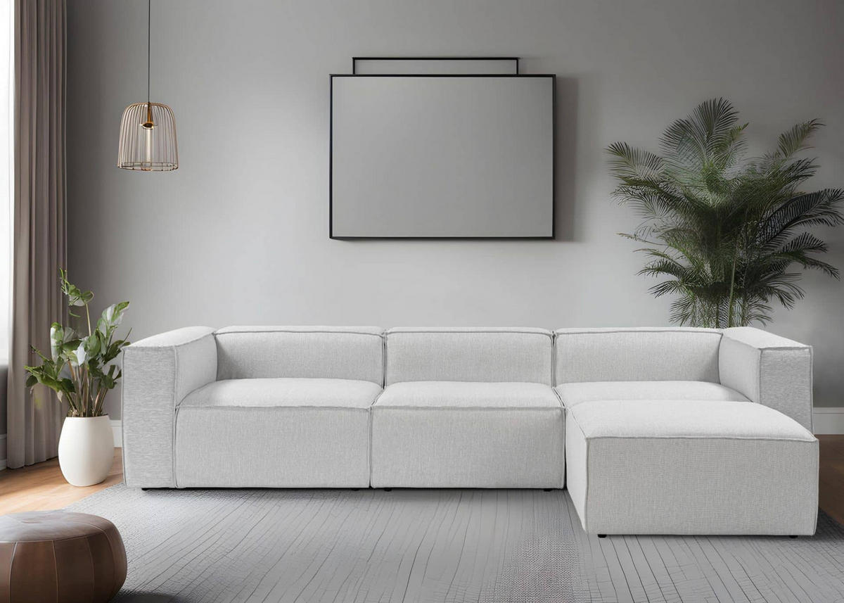 ECKSOFA beidseitig montierbar - Schwarz/Grau, Holz/Kunststoff (296/185cm) - myHomelando