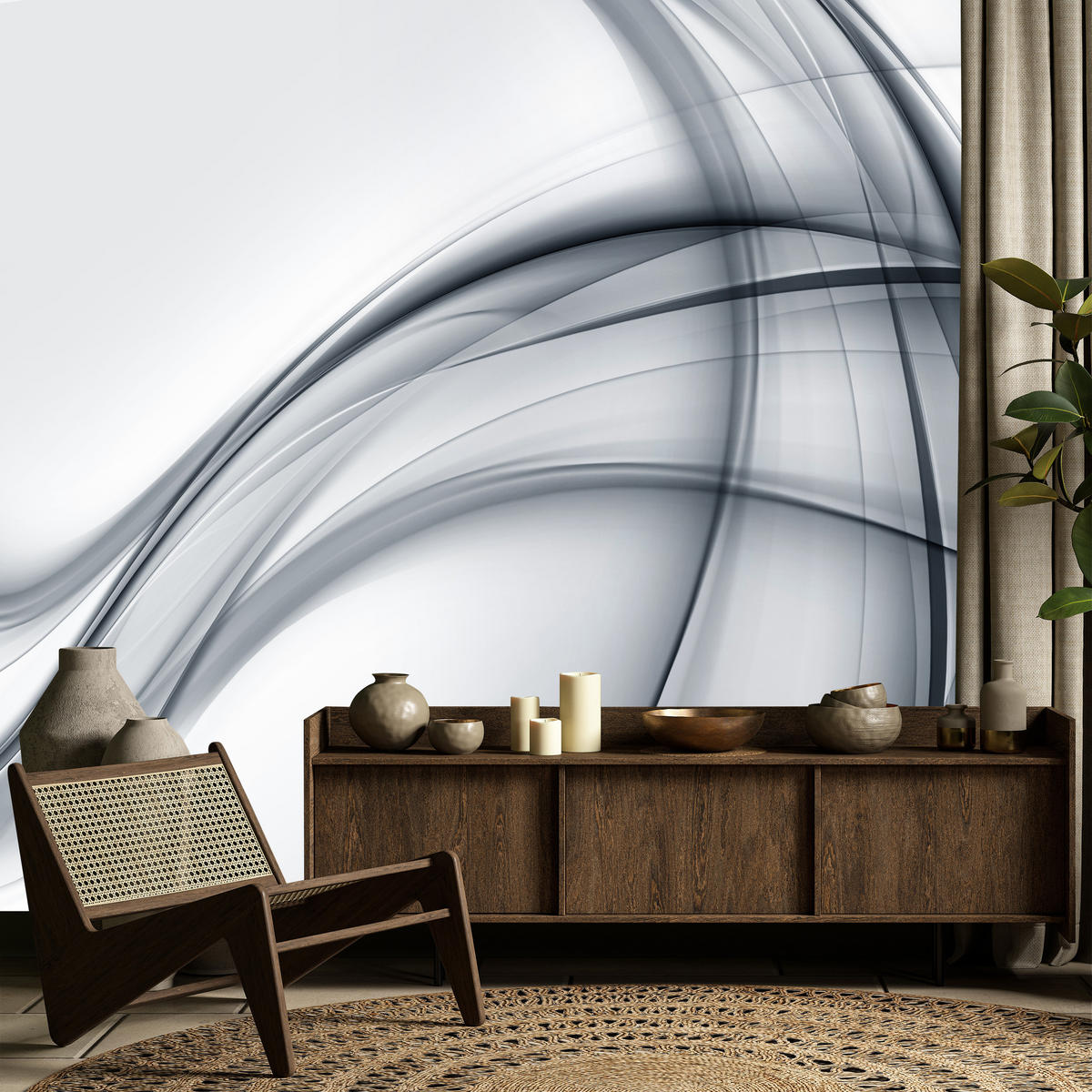 FOTOTAPETA Pre Obývaciu Izbu Abstraktné Sivé Línie Moderný Vzor 500 x 350 cm - čierna/sivá, papier (500/350cm) - Muralo