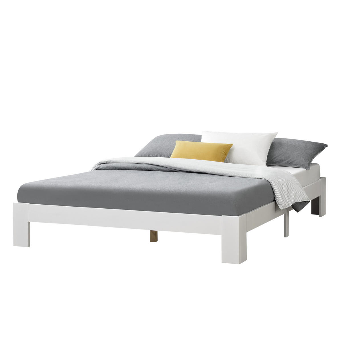 HOLZBETT Raisio - Weiß, Holz (160/200cm) - [en.casa]