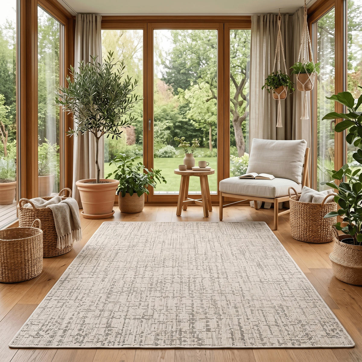 IN & OUTDOOR TEPPICH FLACHGEWEBE OSLO KARO MODERN - Creme, Textil (160/200cm) - Snapstyle