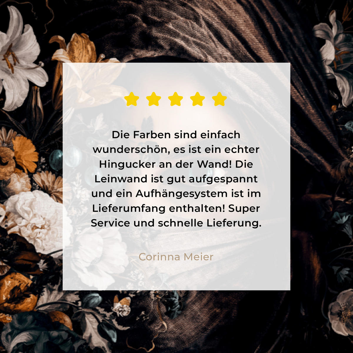 LEINWANDBILD Frau - Luxus - Blumen - Schmetterling - Porträt Gemälde 60x40 cm - Schwarz, Textil (60/40cm) - MuchoWow