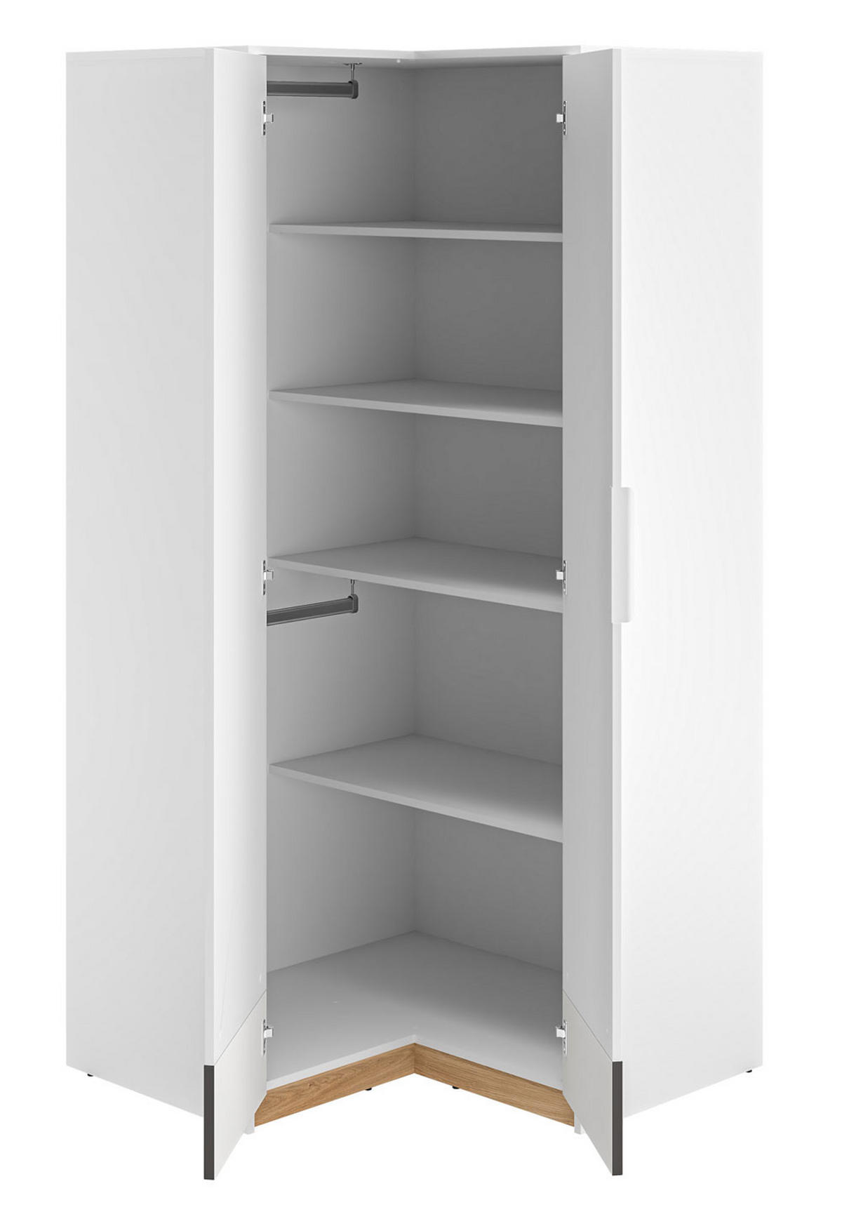 KLEIDERSCHRANK Torino Weiß / Eiche Castello / Graphit 96 / 96 / 196cm - Weiß, Holz/Holzwerkstoff (96/196/96cm) - Feldmann-Wohnen