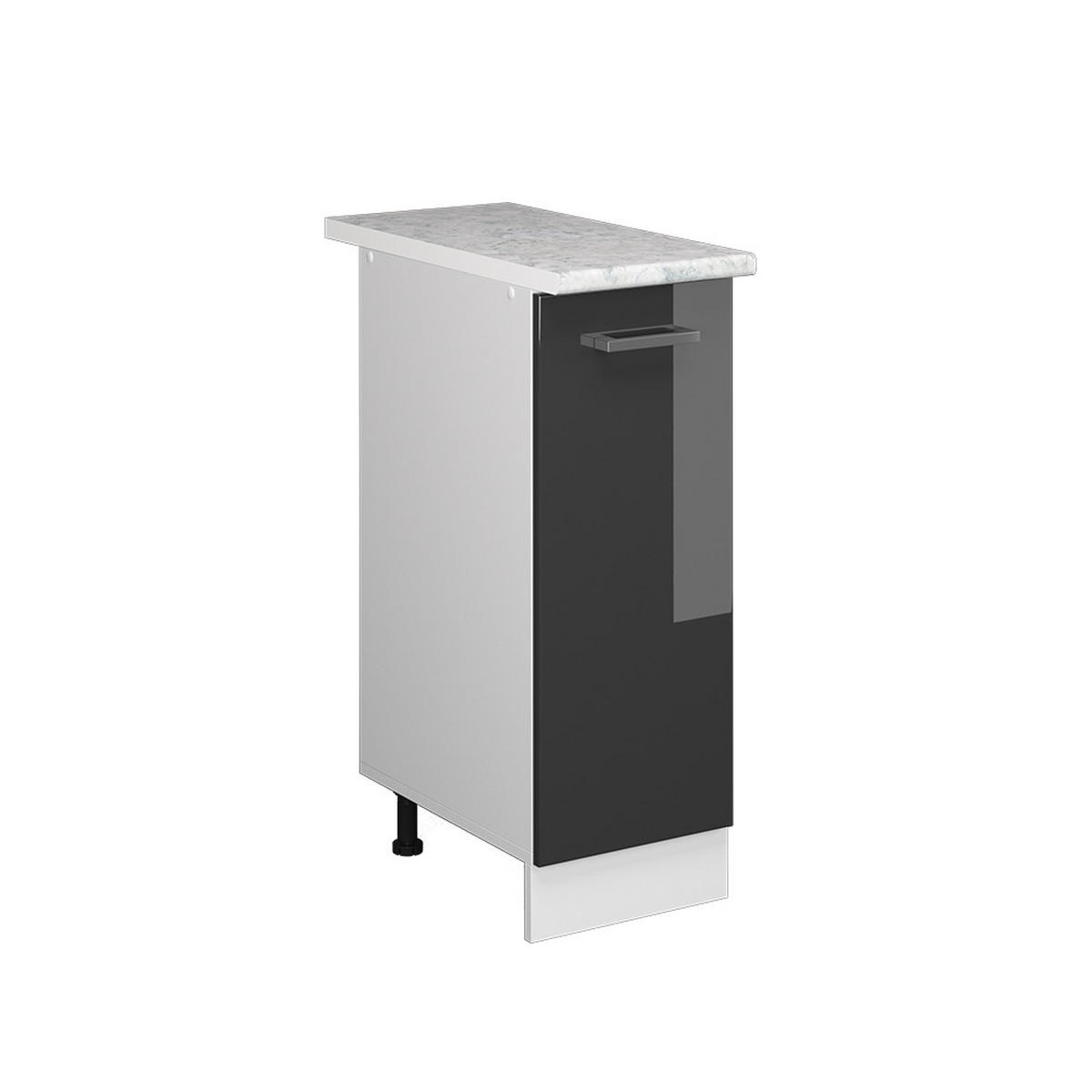APOTHEKERSCHRANK R-Line Anthrazit Hochglanz 30 cm, AP Marmor - Schwarz Hochglanz/Anthrazit, Holzwerkstoff (30/81.6/60cm) - Vicco