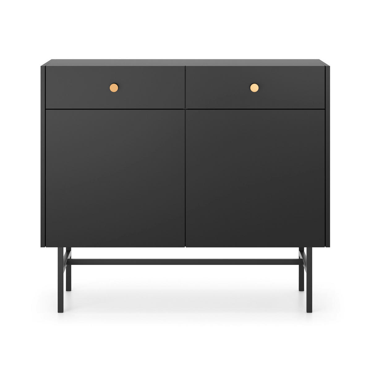 KOMMODE Dalia mit 2 Türen und 2 Schubladen, 104 cm, Schwarz - Schwarz, Holzwerkstoff/Metall (104/84/39cm) - Beautysofa