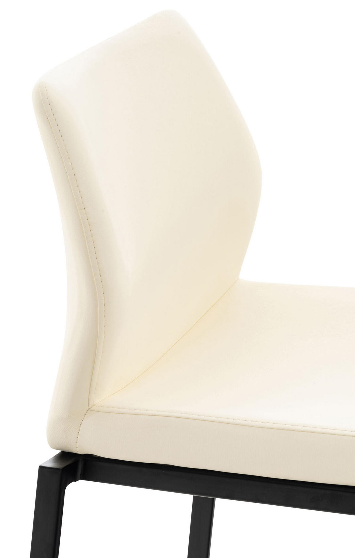 BARHOCKER Matheo, Gestell schwarz, Kunstleder Creme - Creme/Schwarz, Kunststoff/Textil (47/100/53cm) - TPFLiving