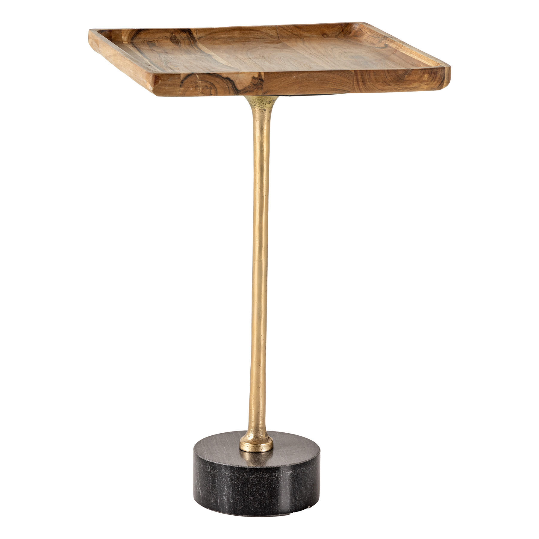 BEISTELLTISCH TRAYFUL Akazie Natur 55cm - Goldfarben/Schwarz, Holz/Stein (35/35/55cm) - riess-ambiente