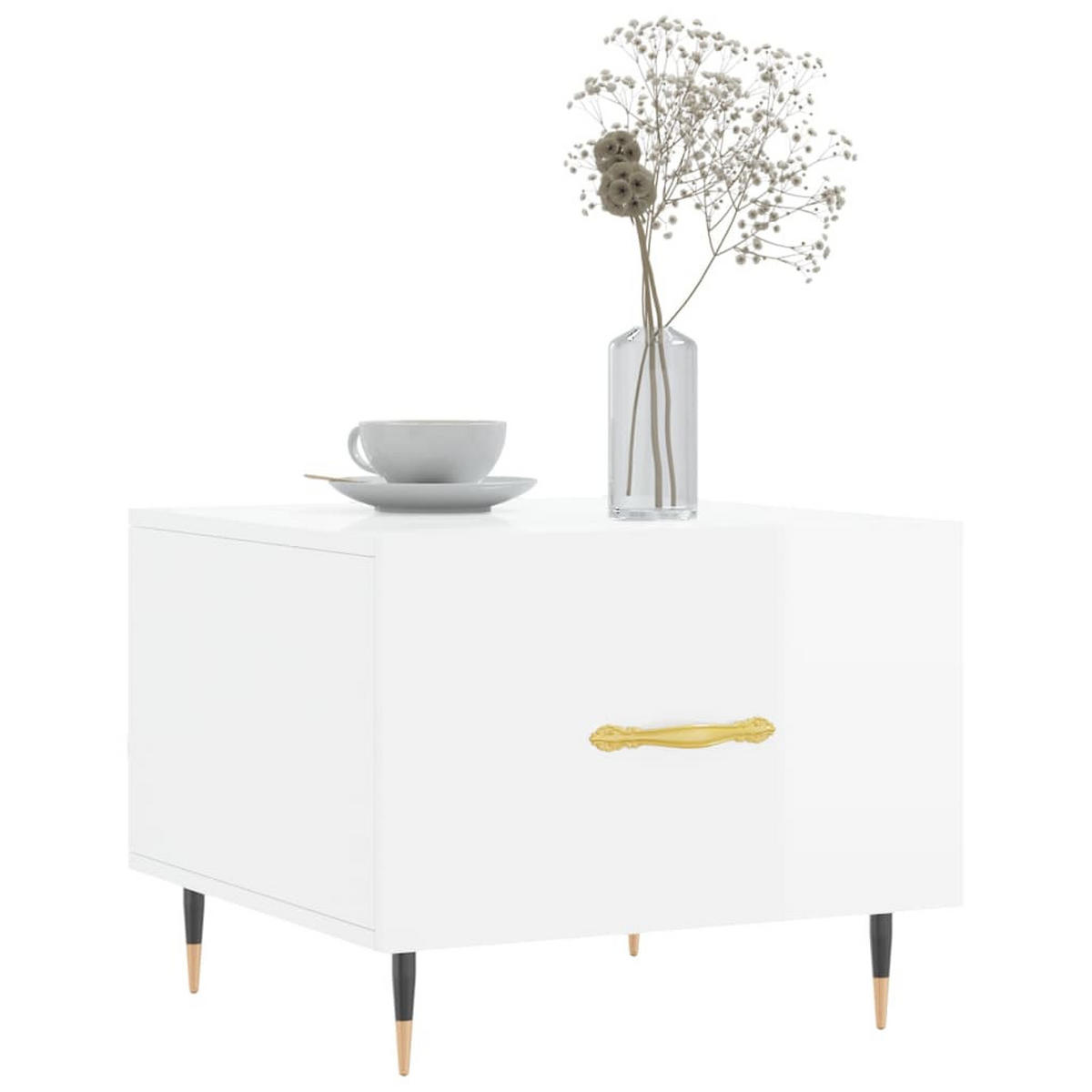 COUCHTISCHE 2 Stk. Hochglanz-Weiß 50x50x40 cm Holzwerkstoff - Weiß, Holzwerkstoff (50/50/40cm) - furnicato
