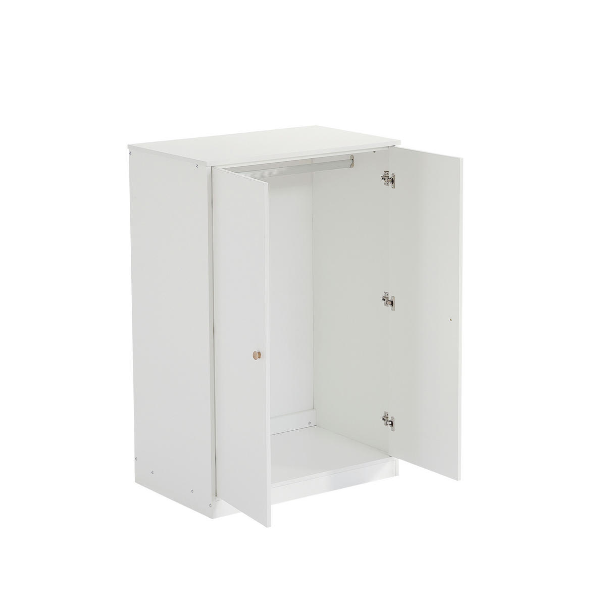 KLEIDERSCHRANK 2-türig 80/50/120 cm in Weiß mit Kleiderstange - Weiß, Holz (80/120/50cm) - BEAOK