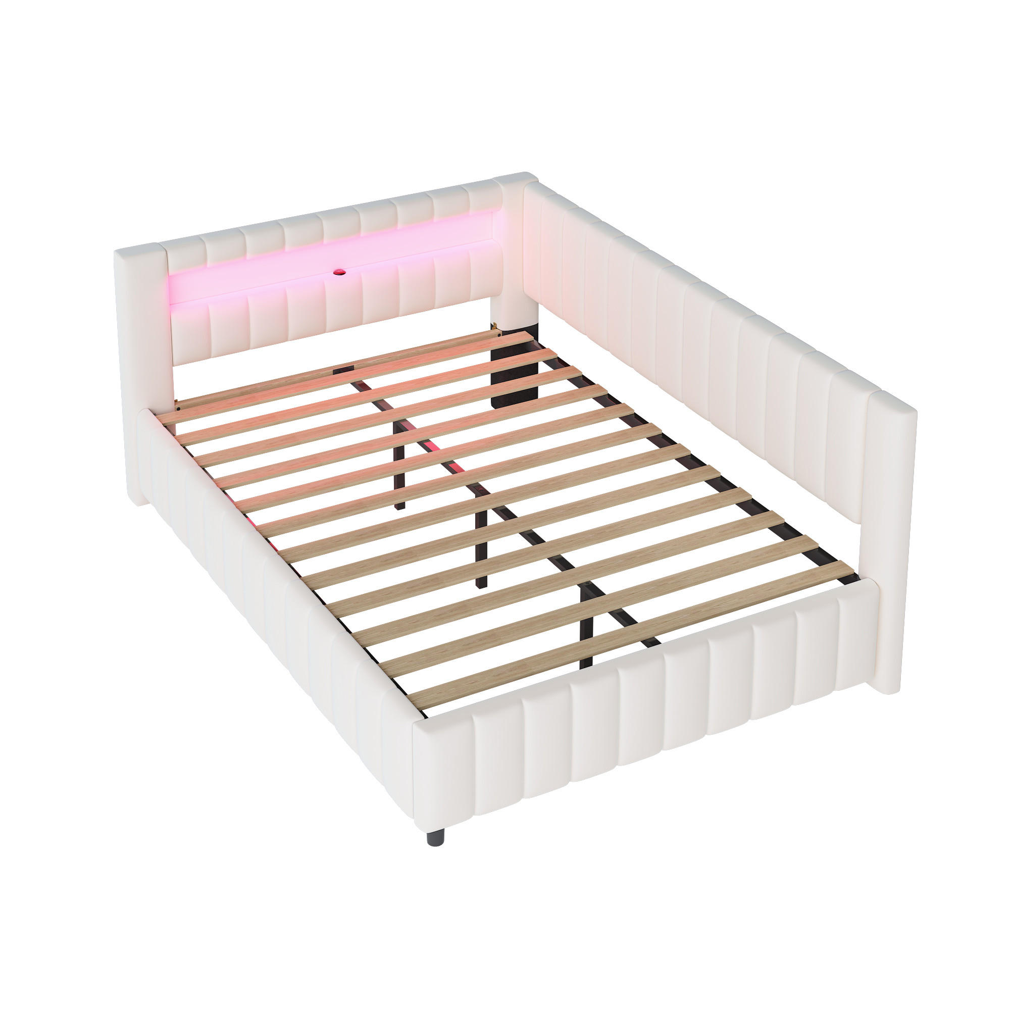 POLSTERBETT 140/200 cm DE-01924, in Beige, mit Sofafunktion, LED und USB - Beige, Holzwerkstoff (140/200cm) - ComfortXL